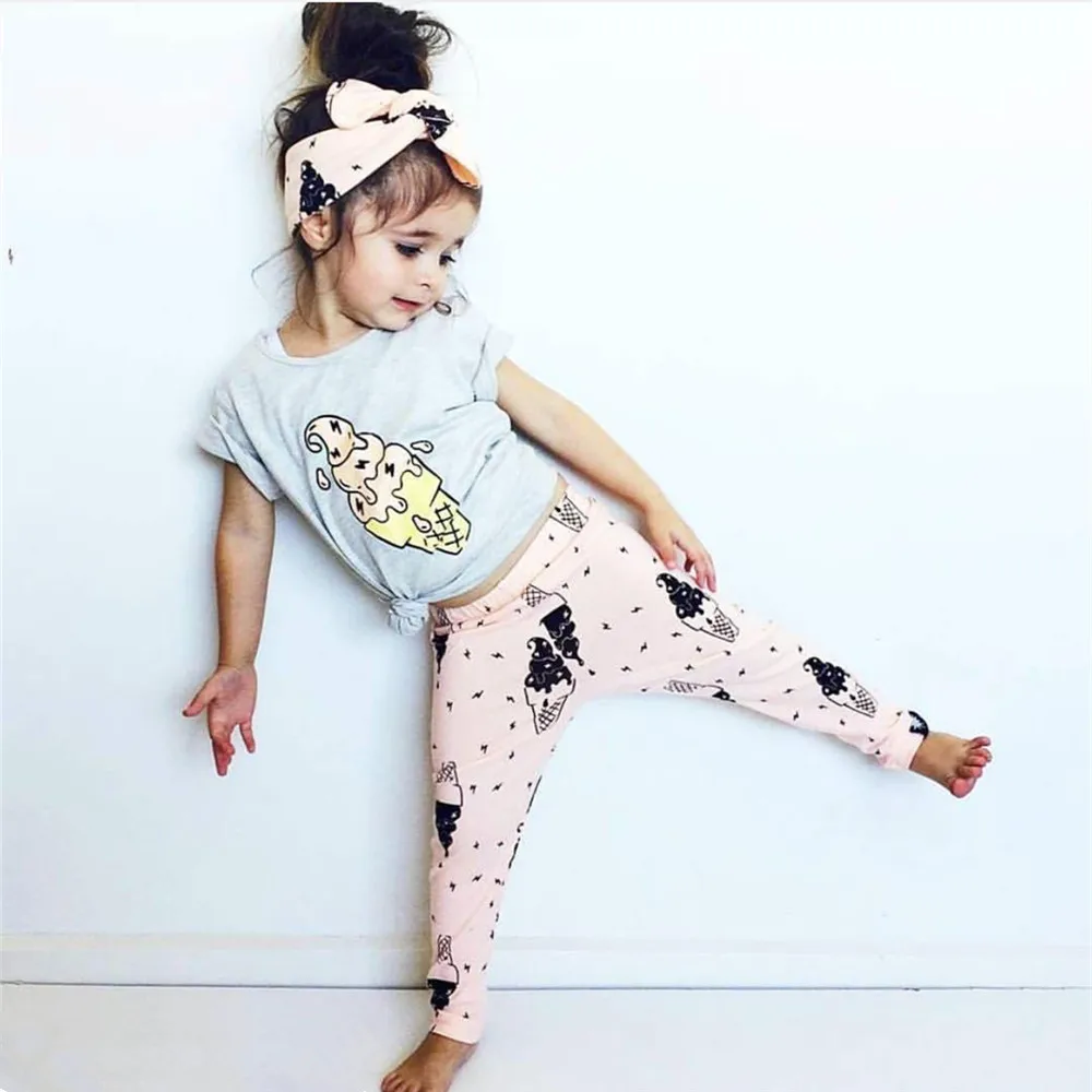 Summer Baby Girl Clothes Casual Infant Short sleeved Ice Cream T shirt