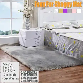

120*180cm Wool Imitation Sheepskin Rugs Faux Fur Non Slip Bedroom Shaggy Carpet Living Room Mats round rug Bedroom Faux Mat