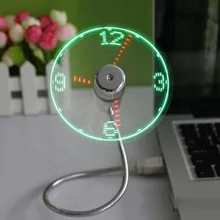 USB LED Clock Gooseneck Cooling Mini Fan Gadget Summer For Home Office PC