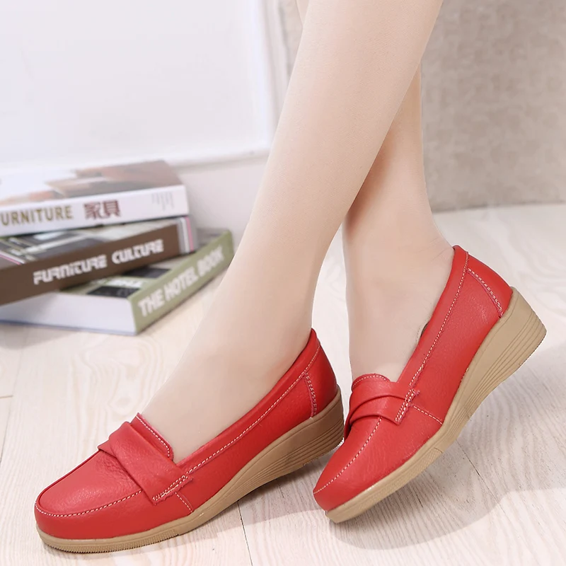 

Top Sale 2017 Women's Flats Shoes Women Ballet Flats Ladies Shoes Slip on Ballet Flats 9 color Genuine Cow Leather Shoes