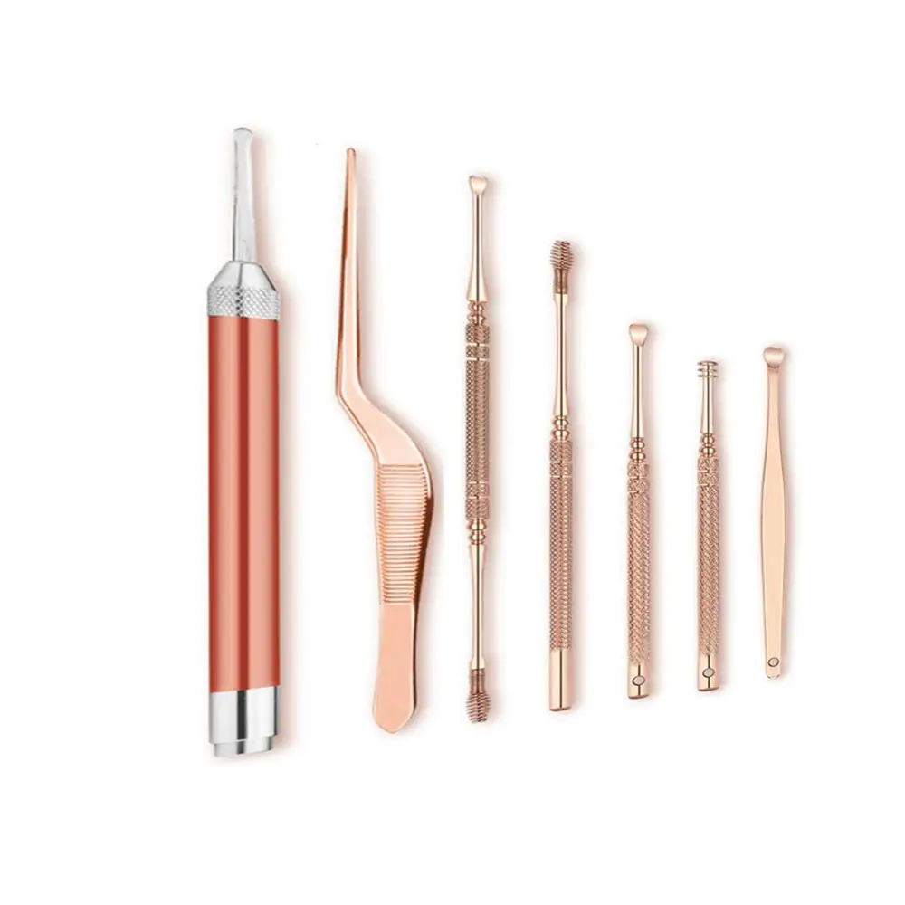 

Ear Wax Pickers Cleaner Ear Wax Removal Tools LED Flashlight Tool Set Ear Picks Wax Removal Tweezers EarPick Clean Tools