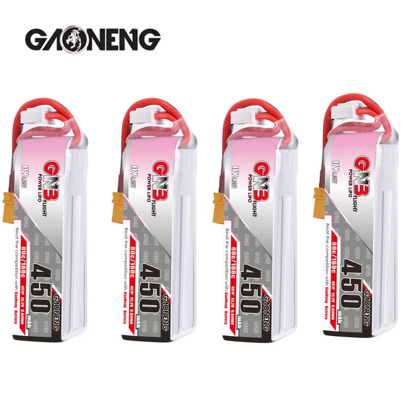4 шт. Квадрокоптер Gaoneng GNB 450 мА/ч аккумулятор 15 2 в HV 80C Lipo разъем XT30 для iFlight CineBee Indoor
