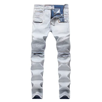 

Hole Fashion Mens Jeans Brand Straight Slim Denim Pants Casual Pockets Jeans Masculino Plus Size