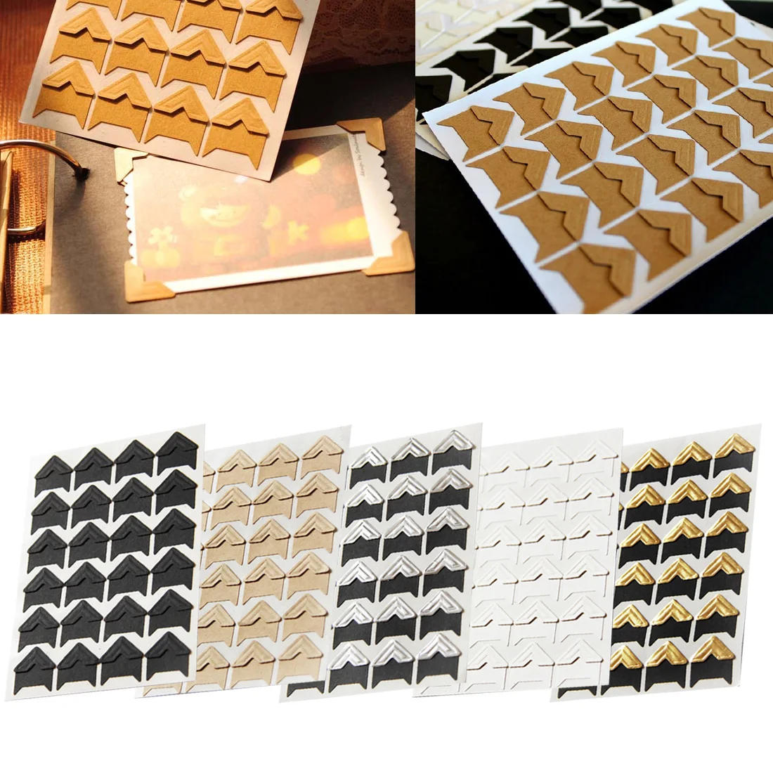 

24pcs/sheet DIY Vintage Corner kraft Paper Stickers for Photo Albums Frame Decoration Scrapbooking