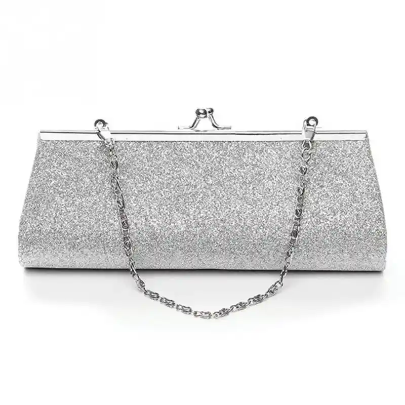 white glitter clutch bag
