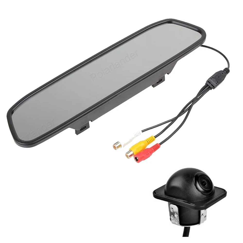 4.3 inch TFT LCD 169 720*480 2 AV in car Rearview Mirror Monitor with 170 degree waterproof