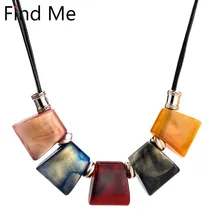 Find Me, новинка, модное массивное ожерелье с кожаным шнуром и кулонами, винтажный воротник из смолы, колье, ожерелье для женщин, ювелирные изделия
