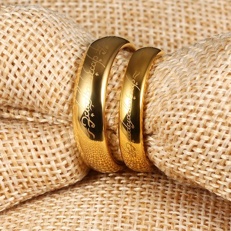 Charm Romantic Tungsten steel Engagement wedding Rings for Bride gold color Couple lover Finger Jewelry Valentine's Day gift