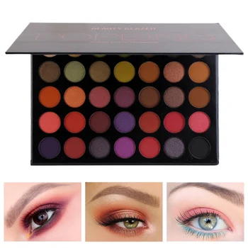 

35 Color Eyeshadow Palette Matte Glitter EyeShadow Diamond Shimmer Eye Primer Luminous Eye Shadow Women Gift Smoky/Warm Color