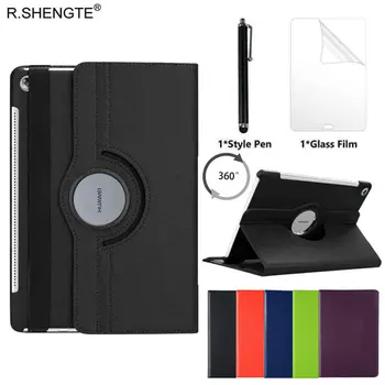 

For Huawei MediaPad M5 10.8/M5 10 Pro Case Cover CRM-AL09/W09 10.8'' Tablet 360 Rotating FilpLeather Stand Case With Pen+Film