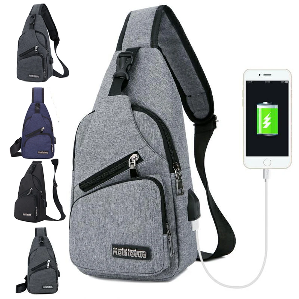 

Male Shoulder Bags USB Charging Crossbody Bags Men Anti Theft Chest Bag School Summer Travel Trip Sling Messengers Bag 2018 New