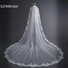 Новая белая Соборная свадебная фата длинная кружевная кромка свадебная вуаль с гребнем Свадебные аксессуары невесты Мантилья свадебная вуаль