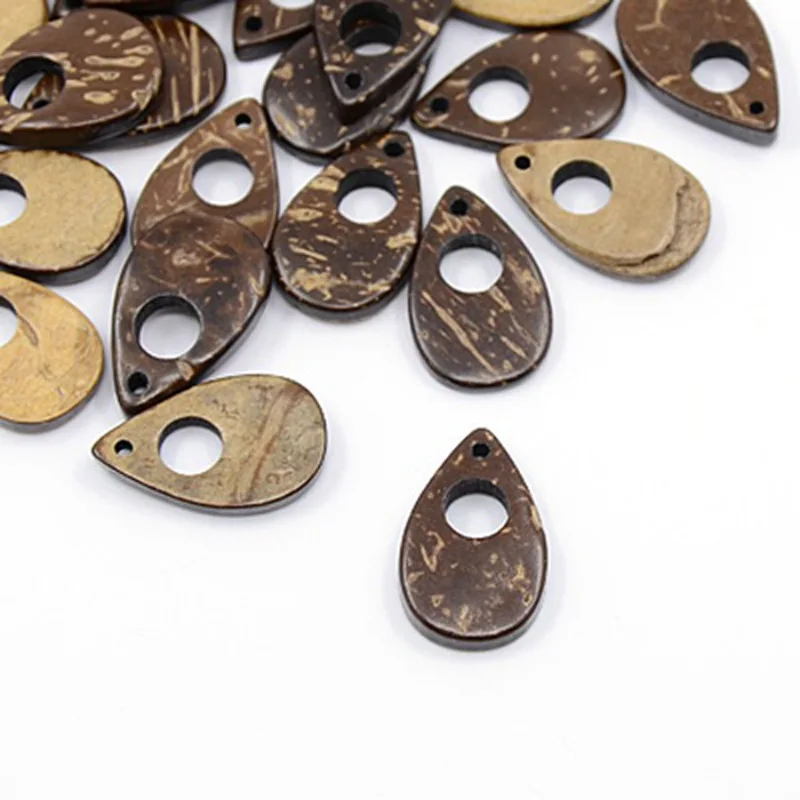 

Coffee Color Drop Coconut Pendants, 25x15x5mm, Hole: 1mm