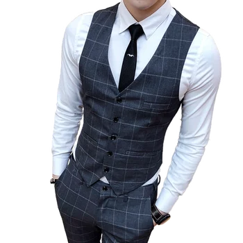 

2020 new men Plaid vest business casual vests Waistcoat men slim fit fashion vest men