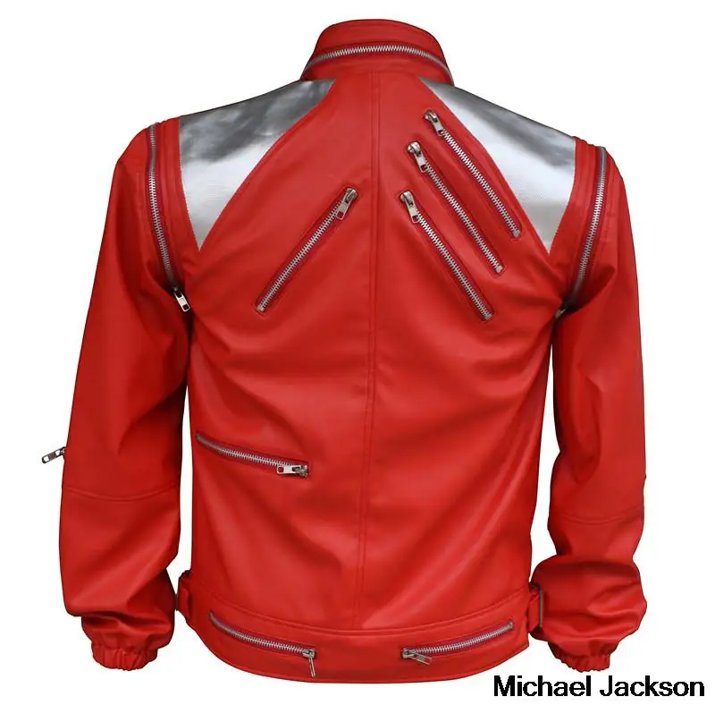 HOT Punk Red Zipper Michael Jackson MJ Beat It Casual Tailor Made America Fashion  Style Jacket Outwear Imitation