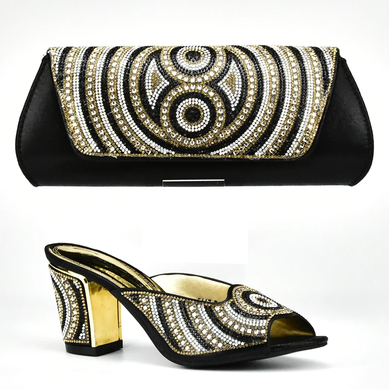 Black Color Italian Matching Shoe and Bag Set Women Shoe and Bag Set In Italy Italian Shoes and