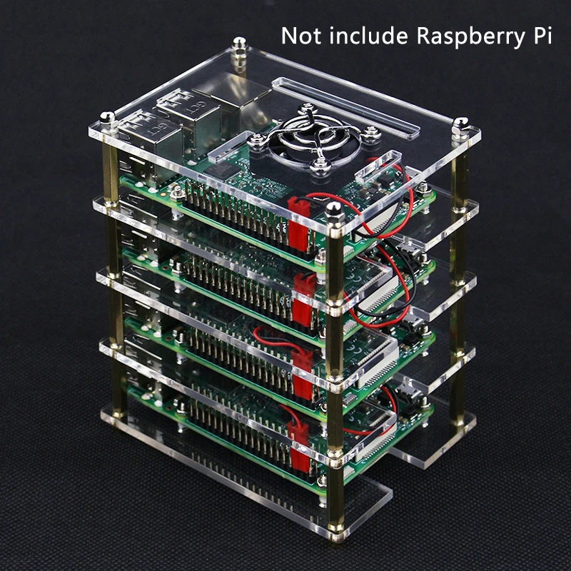 Для Raspberry Pi 4 акриловый чехол многослойная коробка корпус с процессорным вентилятором кулер металлический чехол для Raspberry Pi 3 Model B 3B Plus 2B