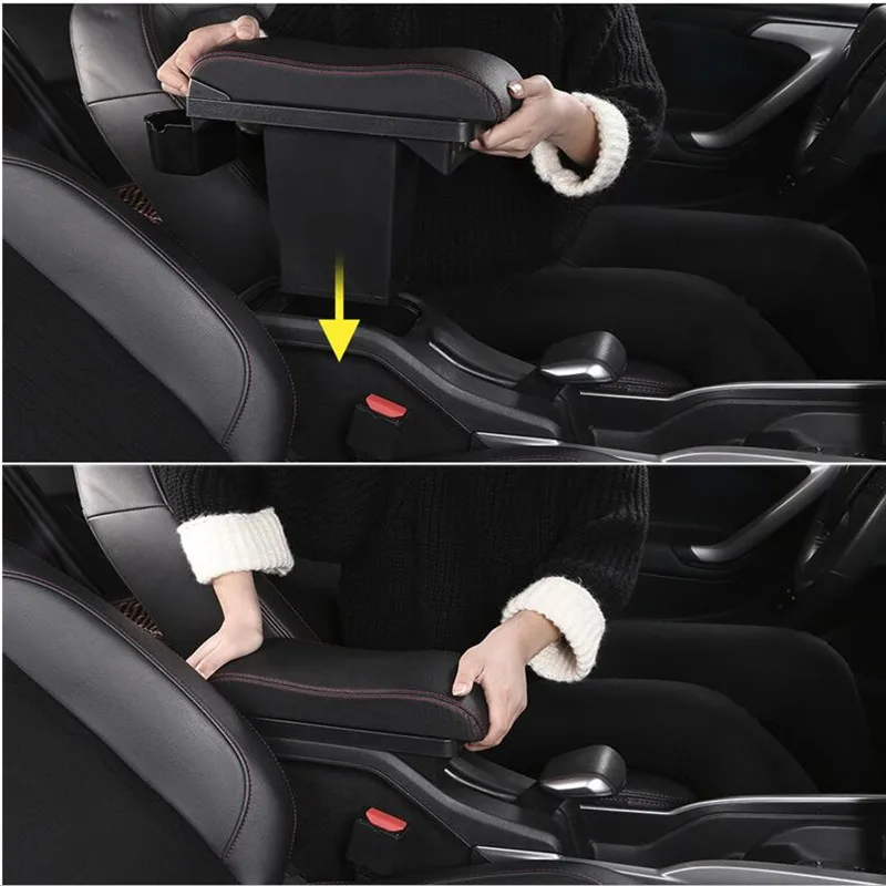 Для Peugeot 2008 подлокотник коробка + 3USB черный кожаный центр Новый ящик для хранения