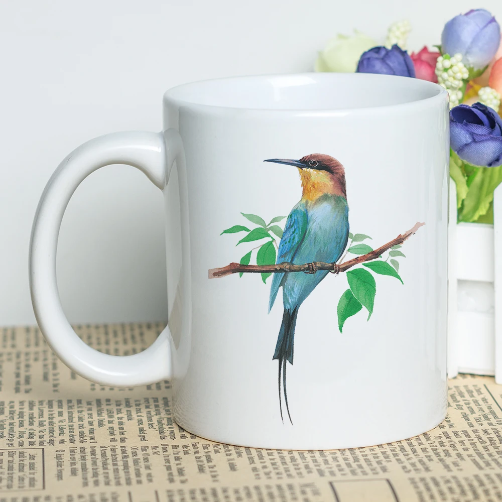 11 Унц. керамика чашка с изображением птиц для кофе чай молоко пивная кружка с Фантастическая печать товары птиц тематические декоративные