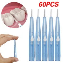 60 шт/16 шт нажимная межзубная щетка 0,7 мм щетка для десен Ортодонтическая проволочная щетка Зубная щетка для ухода за полостью рта Зубная зубочистка