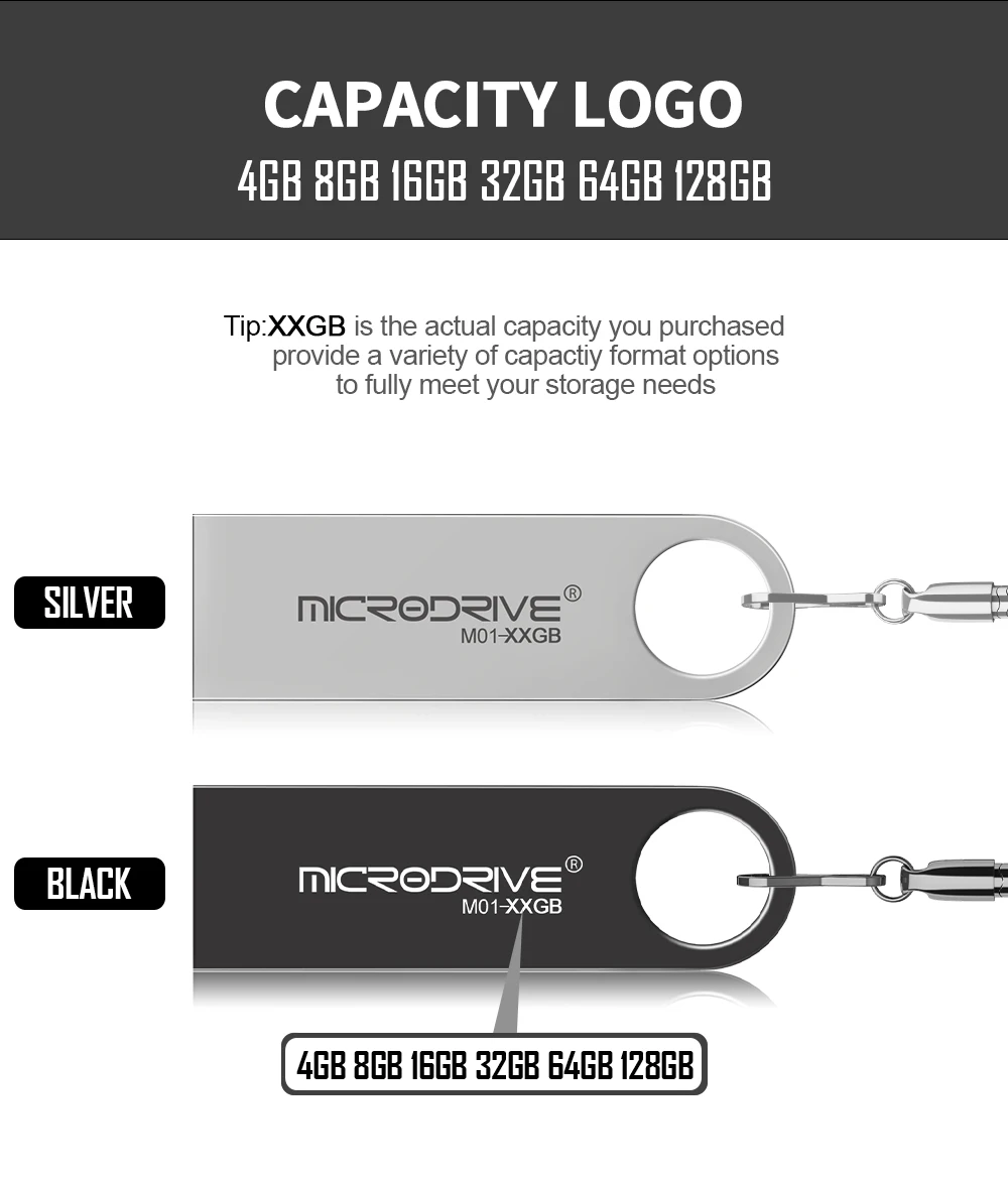 Брелок, металлический Usb флеш-накопитель, мини-накопитель, 128 ГБ, 64 ГБ, 32 ГБ, 16 ГБ, флеш-диск Usb 2,0, флешка, USB флешка с логотипом на заказ