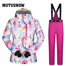 Женский брендовый лыжный костюм, новинка, зимняя ветрозащитная Водонепроницаемая дышащая женская одежда, зимняя куртка, штаны, походные костюмы для сноубординга