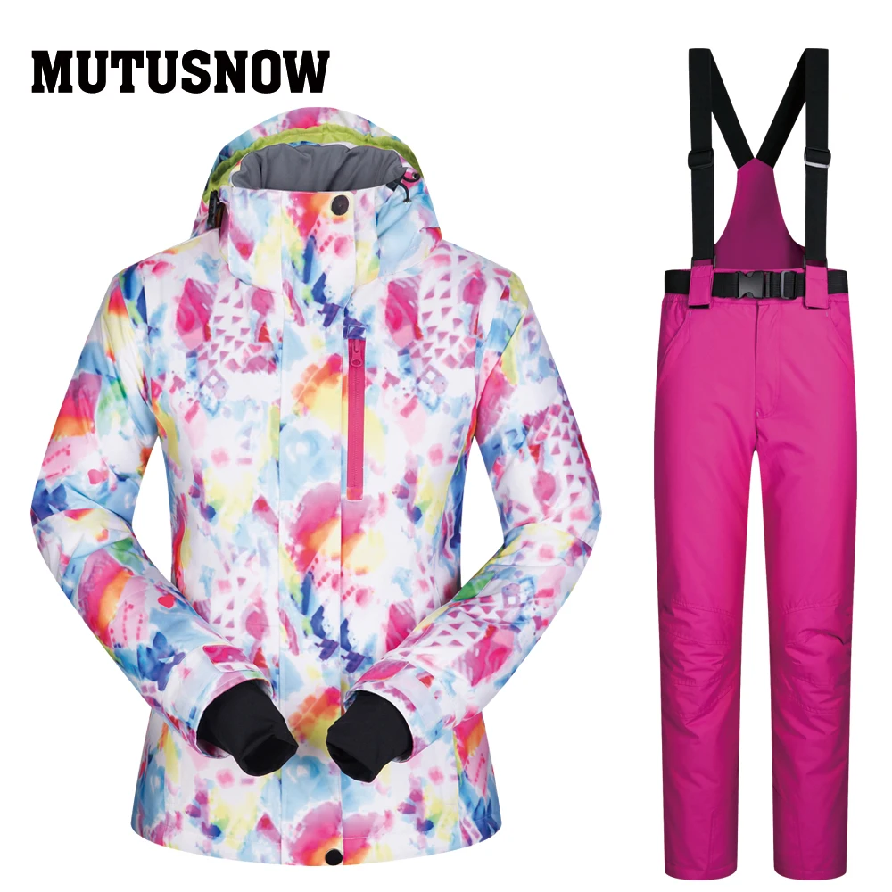 Women Warm Winter Jumpsuit Waterproof Ski Snow Suit Outdoor Sport Overall FZ