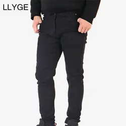 LLYGE мужские рваные джинсы, облегающие джинсы, джинсы-варенки, мужские Плиссированные мото-байкерские джинсы в стиле хип-хоп, прямые поставки