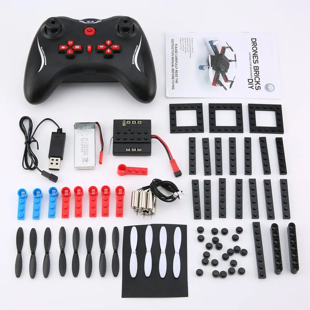 

L222 Mini Micro RC Building Block 3D Bricks RC Quadcopter Drone Aircraft UAV with Flips Headless Mode DIY for Beginner Model Toy