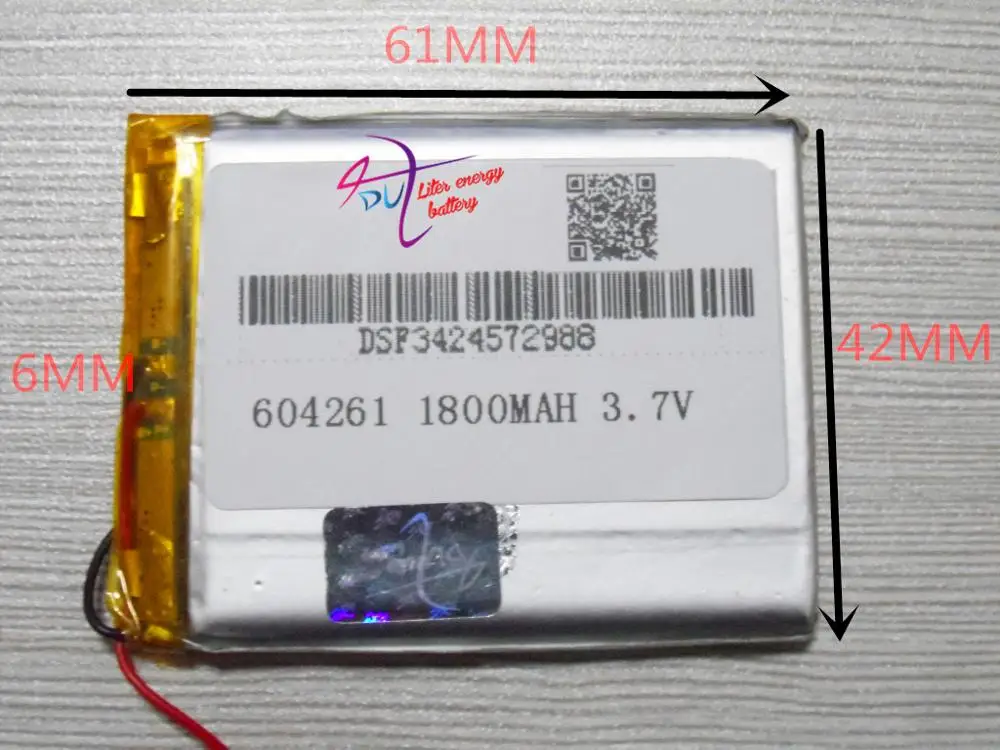 3 7 в полимерная литиевая батарея 604261 064261 MP4 MPG GPS MP3 Bluetooth маленькие игрушки 1800 мАч |
