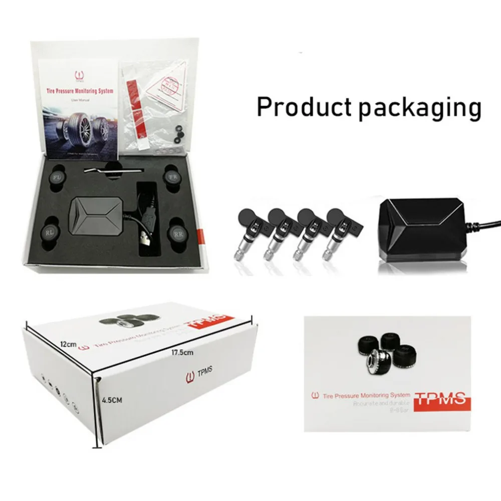 

Universal USB Car TPMS Android Tire Pressure Monitoring System with 4 External Sensors Auto Security Alarm Systems Top