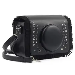 Повседневное легкий из кожи пу однобортная плеча прочный для Fujifilm Instax практичный мини-Квадратная камера Чехол кисточкой дизайн