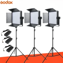 Godox 3x LED1000 3300-5600 K Беспроводной дистанционного Управление комплект для видеосъемки LED1000C+ 2,6 метровая подставка+ Мощность адаптер для студийного освещения