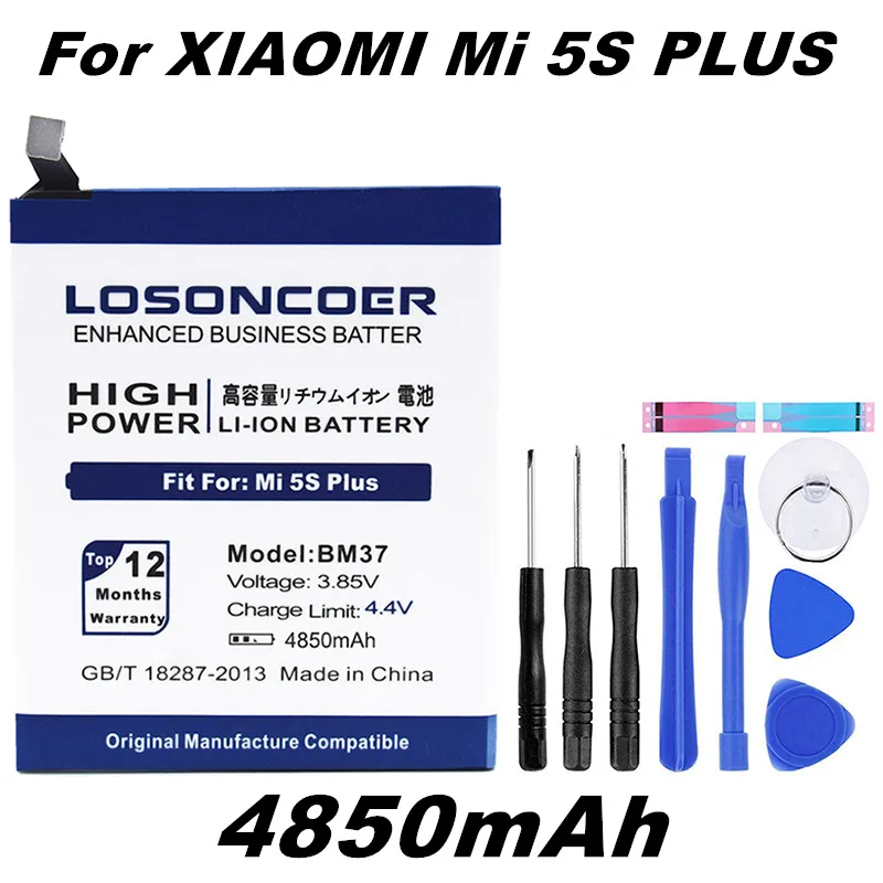 LOSONCOER BM37 батарея 4850 мА/ч подарок инструменты 9 частей батареи для Xiaomi mi 5s Plus