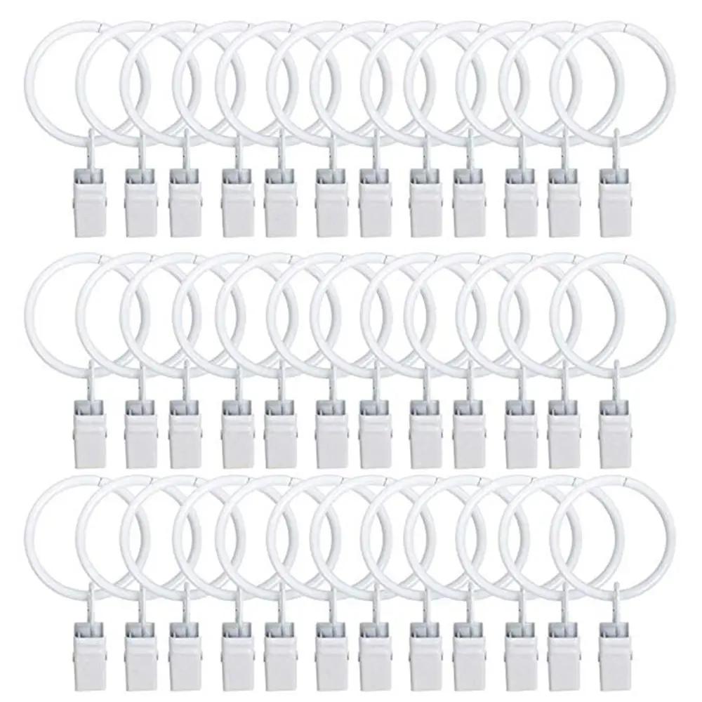 Home Decoration 36 Pcs/Pack Creative White Shower Curtain Rings Clamps Drapery Clips Bath Curtain Rod Clips Window