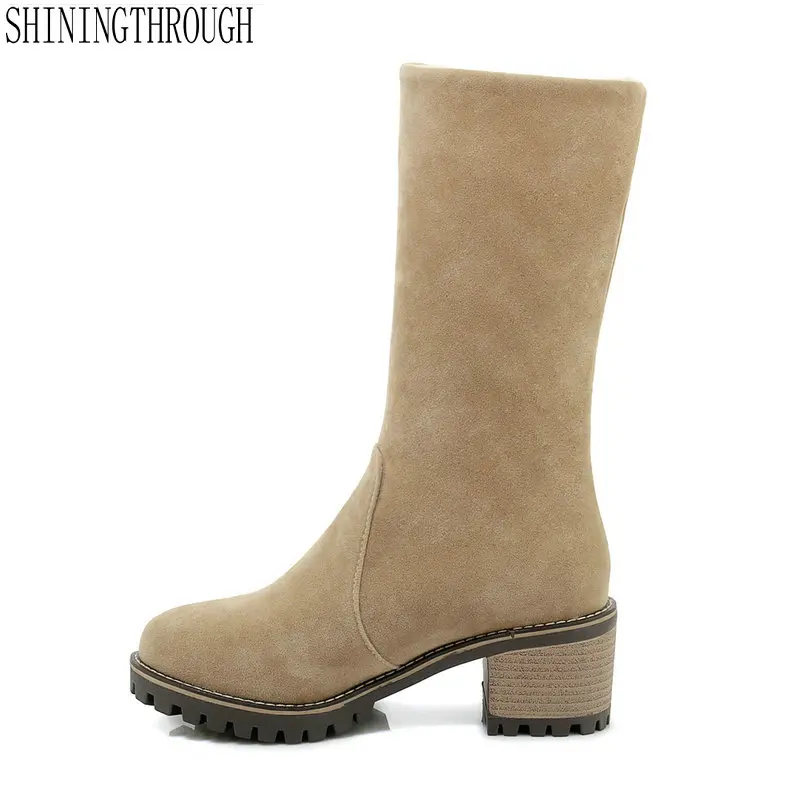 

New women fashion and personality ankle snow boots round toe 6cm high heel women shoes to keep warm in winter casual party shoes