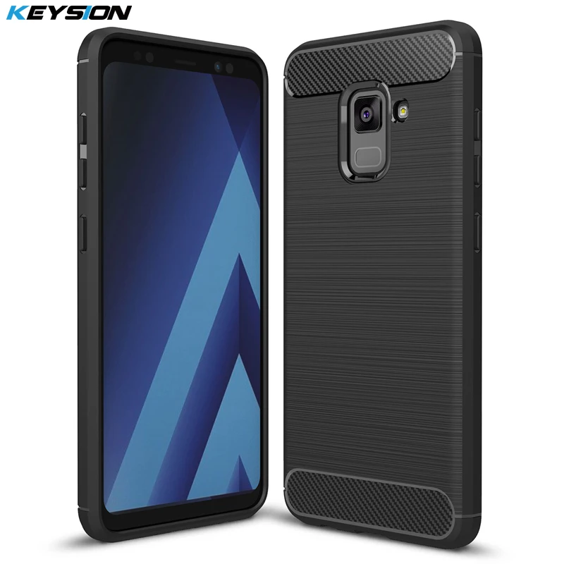 Чехол для телефона KEYSION Samsung Galaxy A8 Plus (2018) Углеволокно мягкий ТПУ силикон матовый
