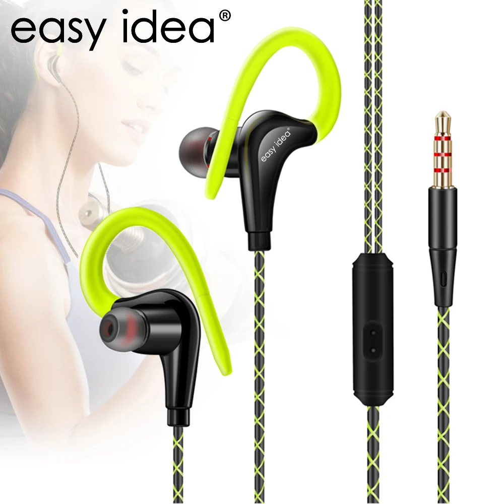 EASYIDEA HiFi наушники Super Bass Sweatproof бег гарнитура с микрофоном ушные крючки для всех