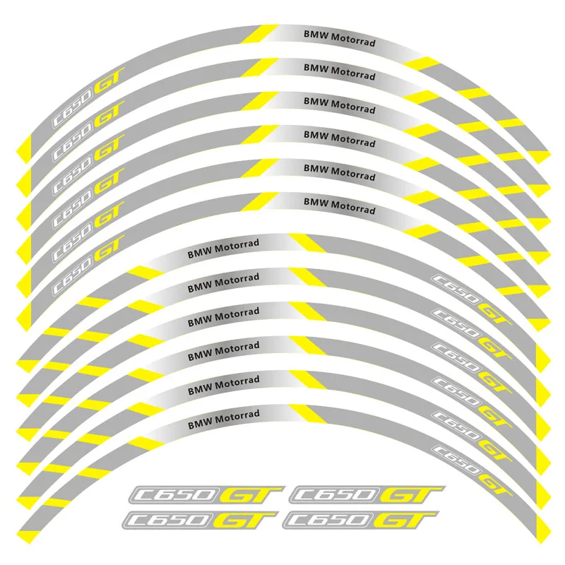 Колеса мотоцикла таблички наклейки обода в полоску спереди и сзади колеса для BMW C650GT - Цвет: B yellow
