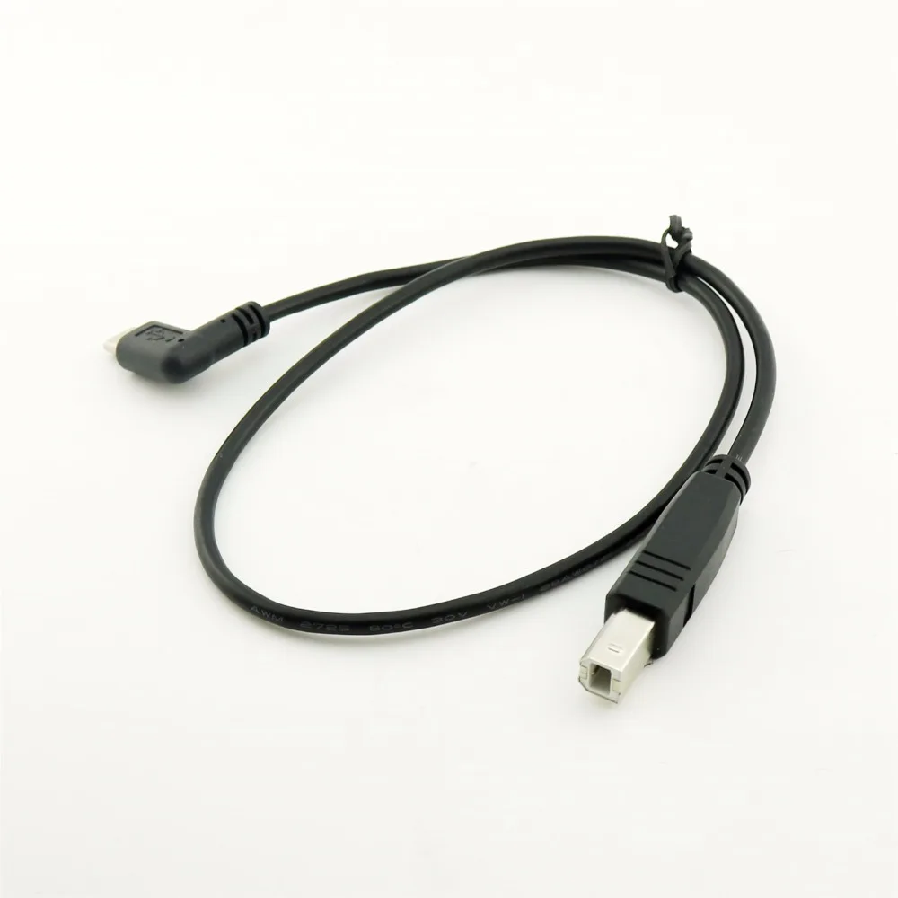 1 шт. Тип USB c 3.1 мужской под прямым углом к USB 2.0 B Мужской синхронизации данных конвертер Кабель-адаптер для Macbook ноутбук, принтер сканер 50 см