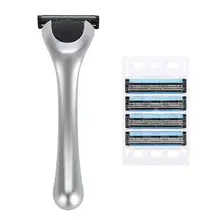 Новые мужские Нескользящие ручки ручного бритья три слоистые лезвия Борода бритвенные насадки