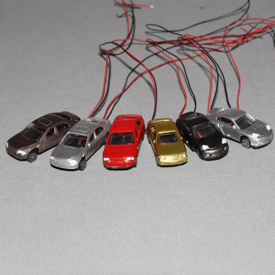 

12PCS 1:100 TT Scale Model Lighted Car EC100 With 12V LED Lights Layout