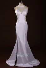 2015 neue Design Meerjungfrau O-ansatz Sicke Slit Sleeveless Backless Chiffon Vestidos Formal Abendkleid Abendkleid