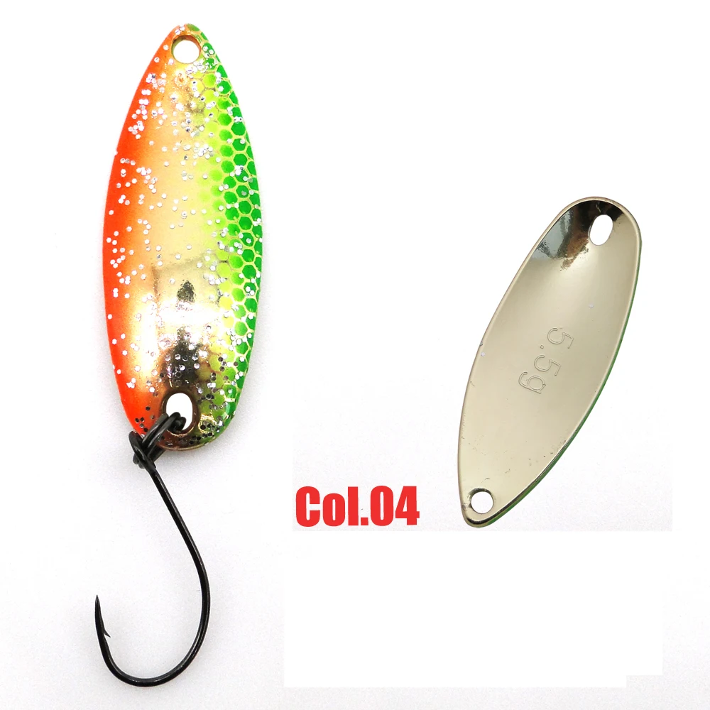 Tomic 1pc 2g 3,5g 5g lake area trout spoons casting micro metal fishing lures artificial bait ultralight - Цвет: 4 Green orange