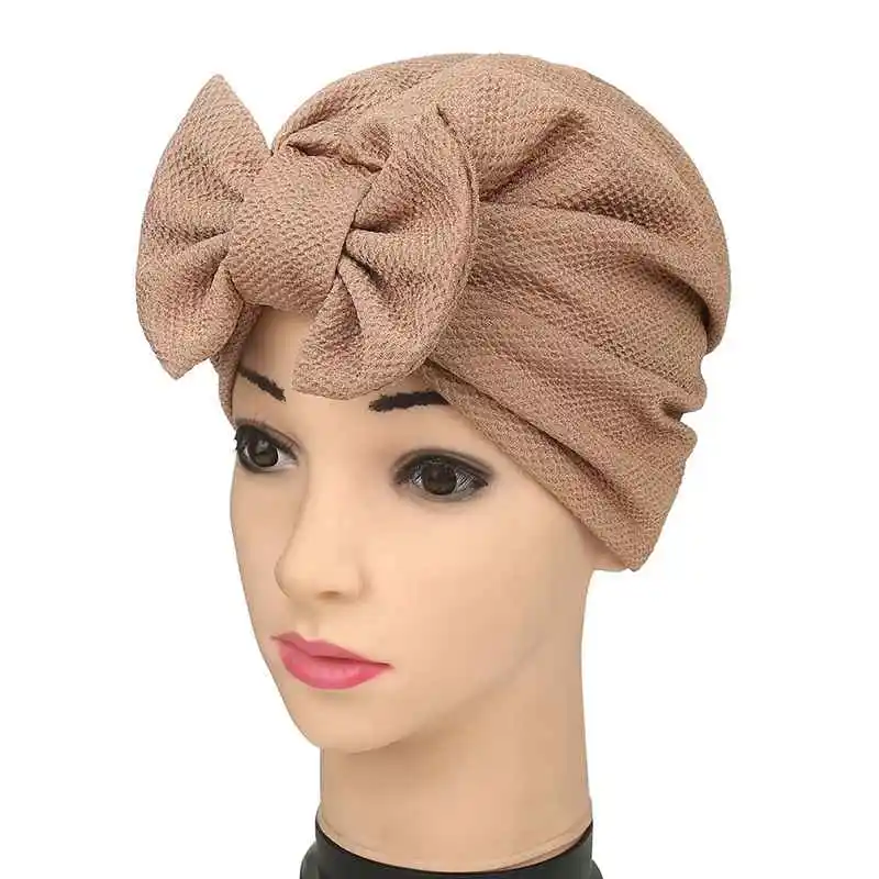 

WZCX 2019 New Bow Solid Color Summer Breathable Turban Hat Casual Tide Vintage Beanies Women'S Hat