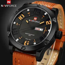 NAVIFORCE Марка Часы мужчины Повседневная Кварцевые reloj Кожаный наручные часы Военный reloj hombre мужские часы relogio masculino