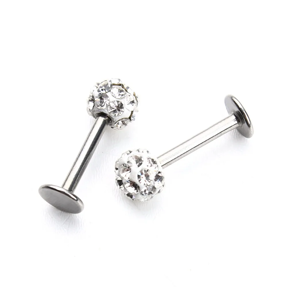5 шт./лот Нержавеющая сталь пирсинг губы пирсинг 4 мм Micro Pave Cz шарики мяч панк губ Стад Бары лабретка Tragus кольцо