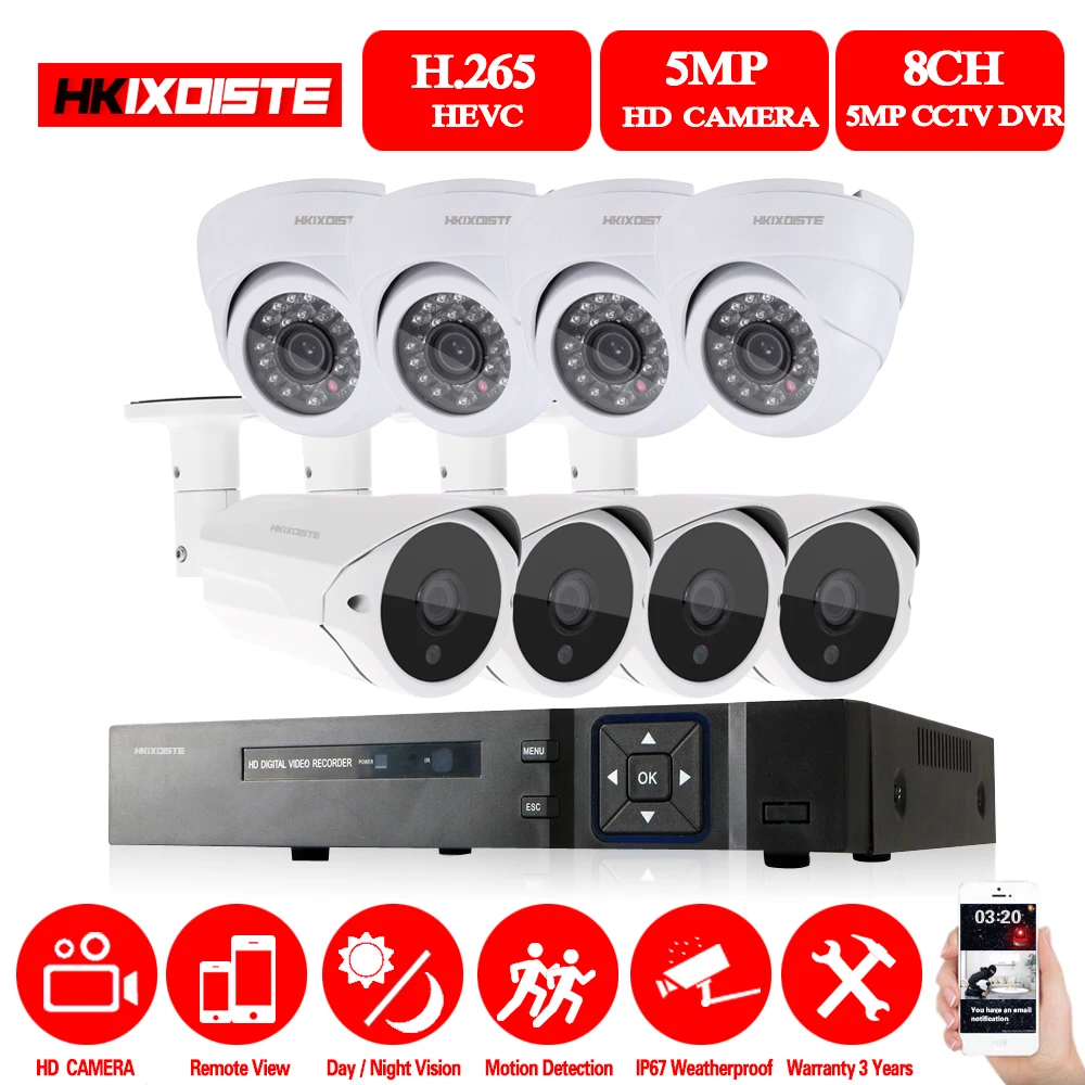 HKIXDISTE 8CH 5MP CCTV AHD DVR системы 8 xSuper 5MP Крытый Открытый водонепроницаемый безопасности камера мм 3,6 мм объектив товары теле и видеонаблюдения