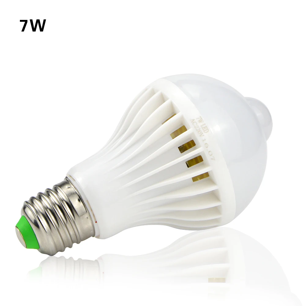 Светодиодный PIR датчик движения лампа E27 220V 5W 7W 9W автоматический ВКЛ/Выкл
