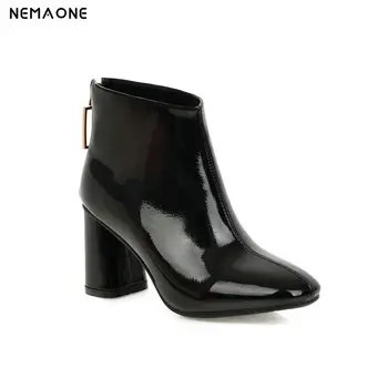 

Women Ankle Boots back crystal zipper Ladies Boots Autumn Winter Warm High Heels party wedding Shoes Woman Large size 34-43